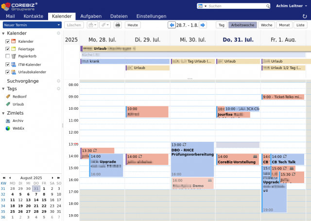 Screenshot CoreBiz Groupware